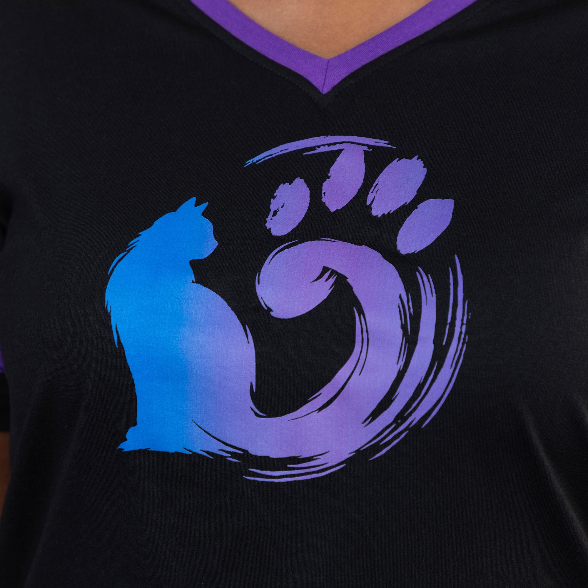 Painted Cat V-Neck Football Tee