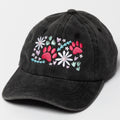 Paw & Floral Soft Distressed Cotton Baseball Cap