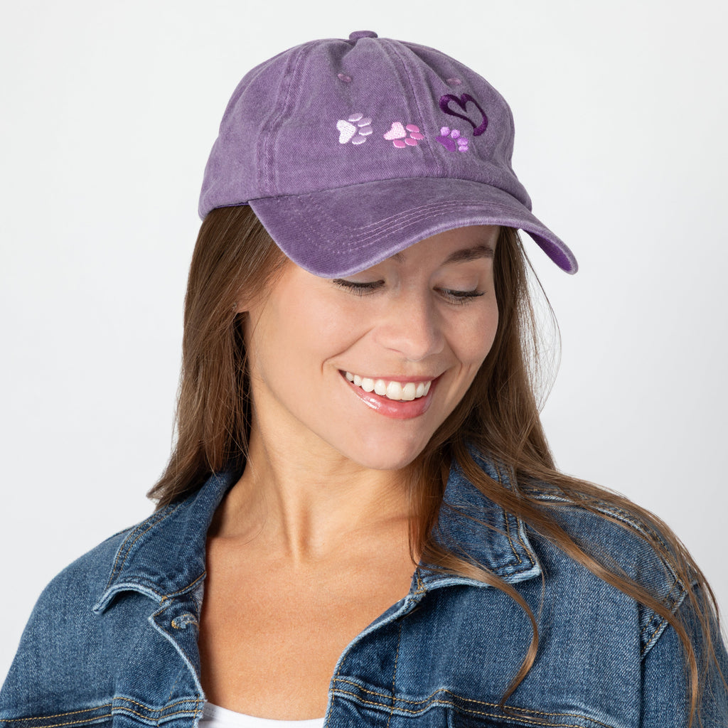 Paws To My Heart Distressed Cotton Baseball Cap