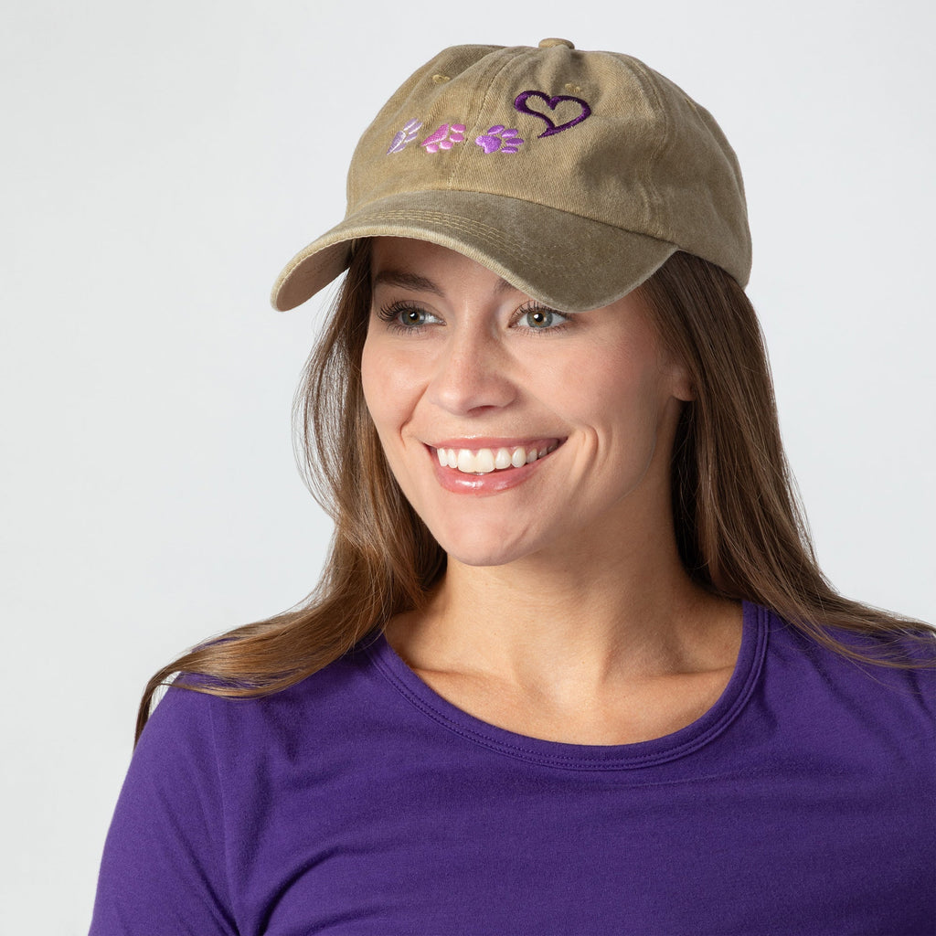 Paws To My Heart Distressed Cotton Baseball Cap