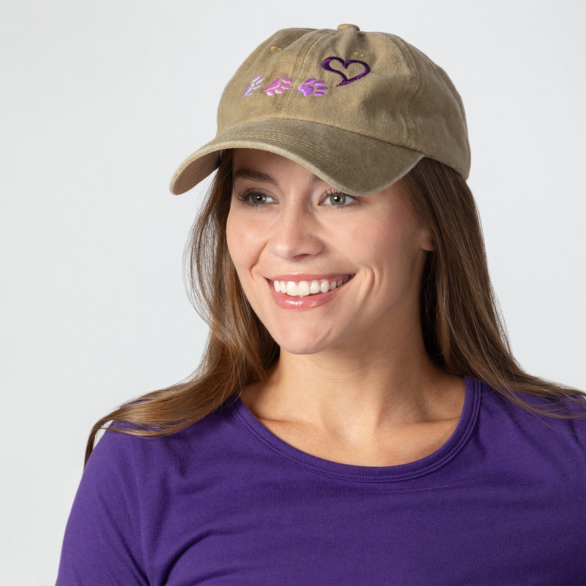 Paws To My Heart Distressed Cotton Baseball Cap