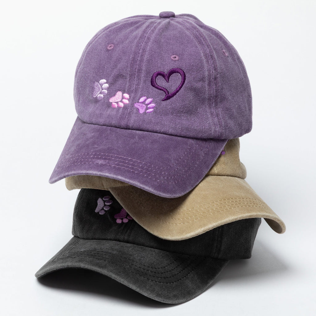 Paws To My Heart Distressed Cotton Baseball Cap