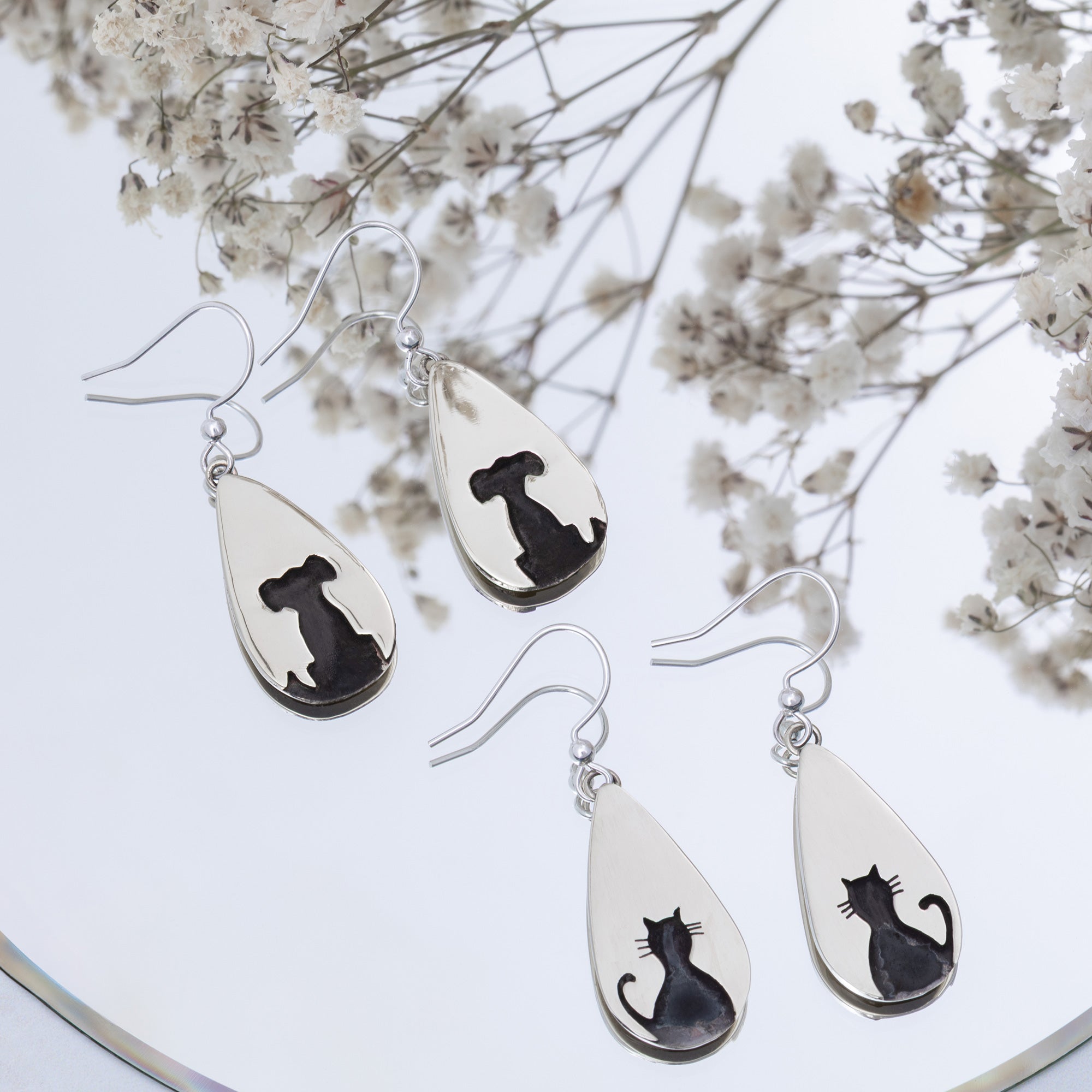 Pet Silhouette Teardrop Earrings