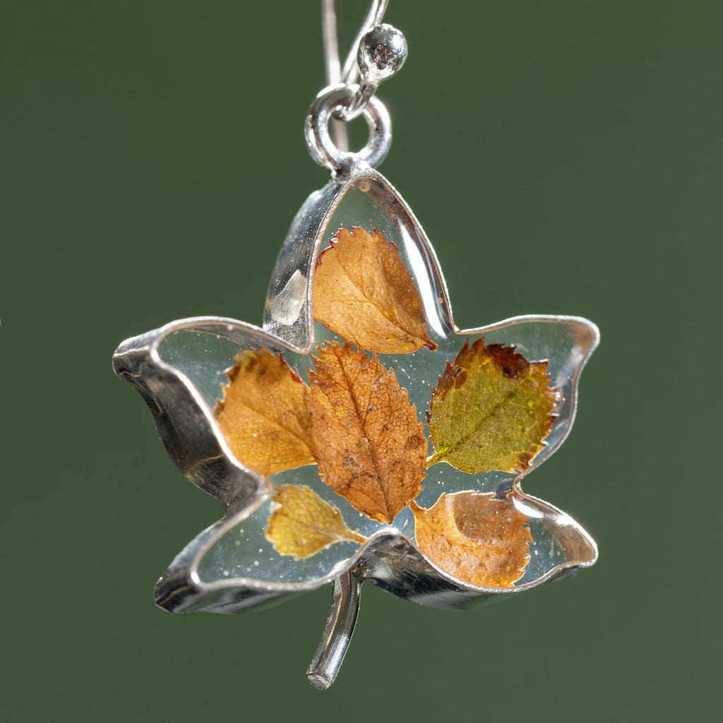 Real Flowers & Leaves Sterling Earrings
