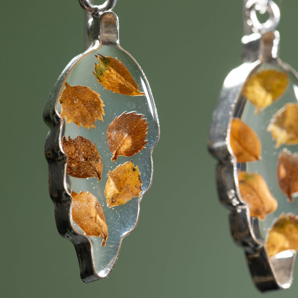 Real Flowers & Leaves Sterling Earrings