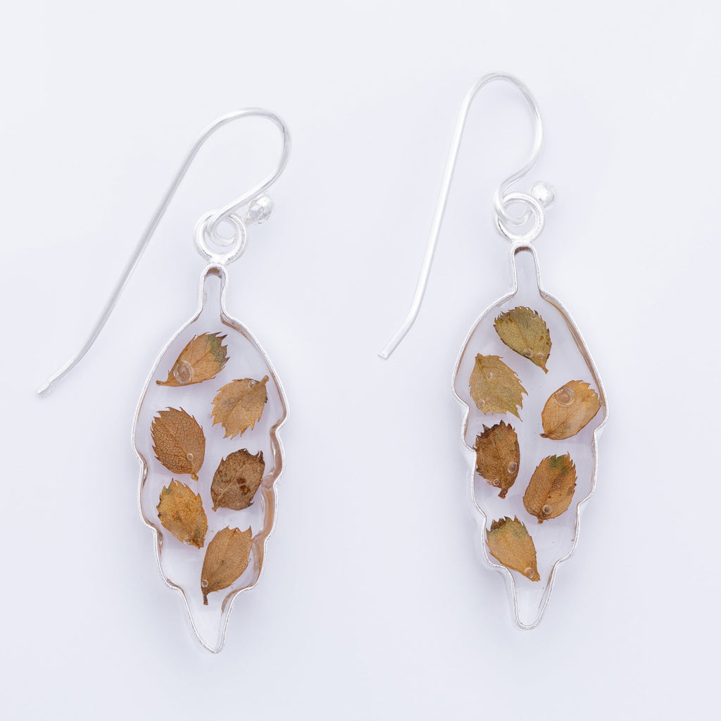 Real Flowers & Leaves Sterling Earrings