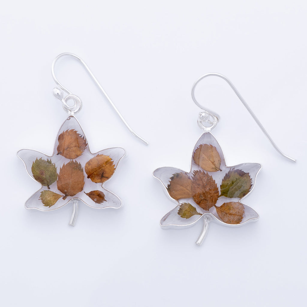 Real Flowers & Leaves Sterling Earrings