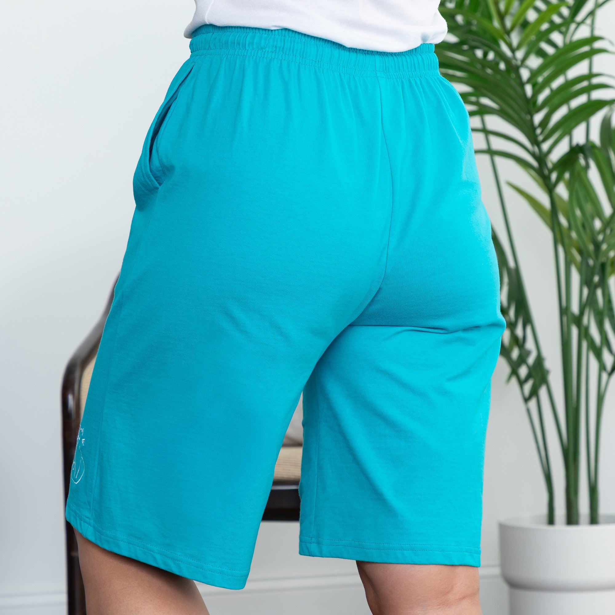 Pet Embroidered 100% Cotton Board Shorts with Pockets