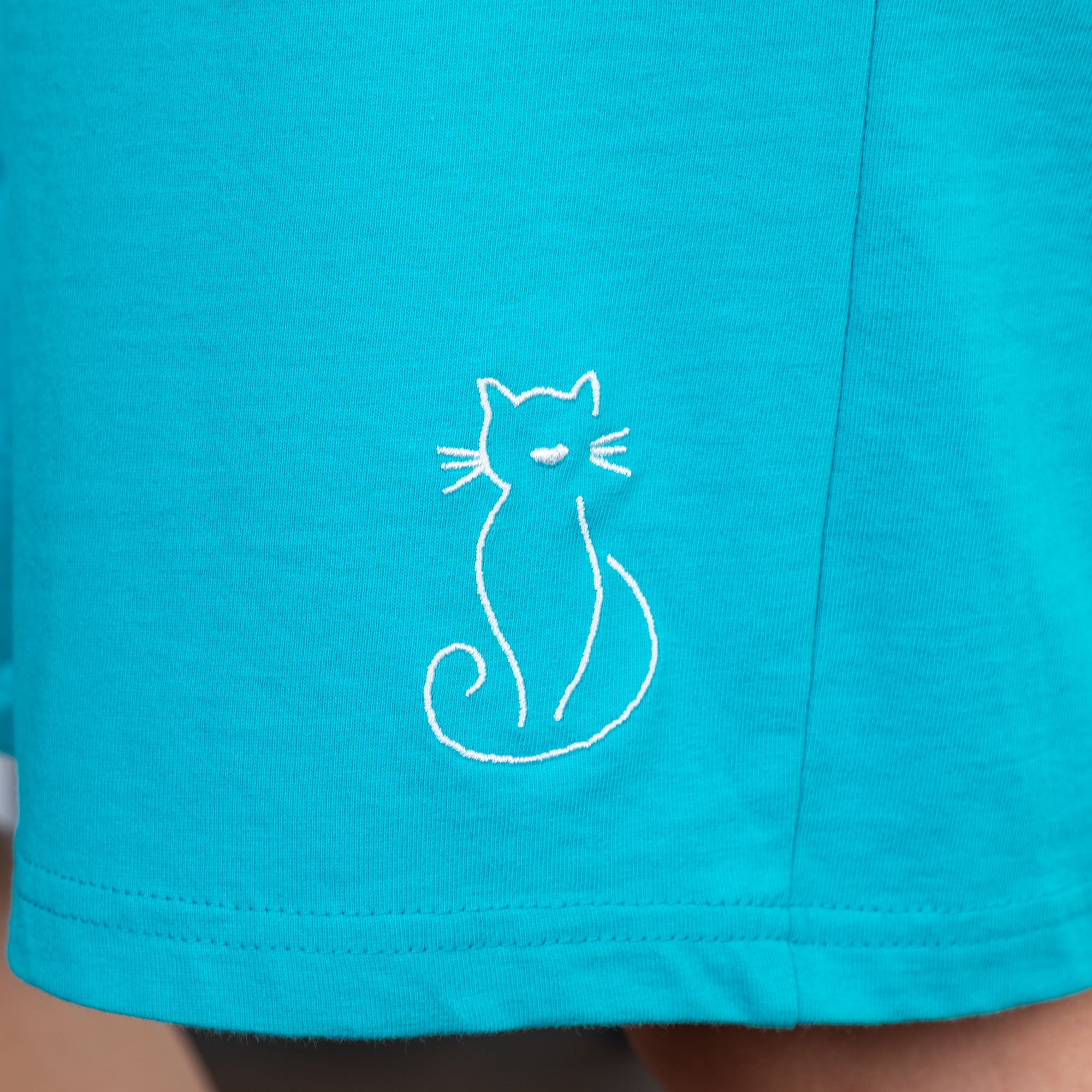 Pet Embroidered 100% Cotton Board Shorts with Pockets