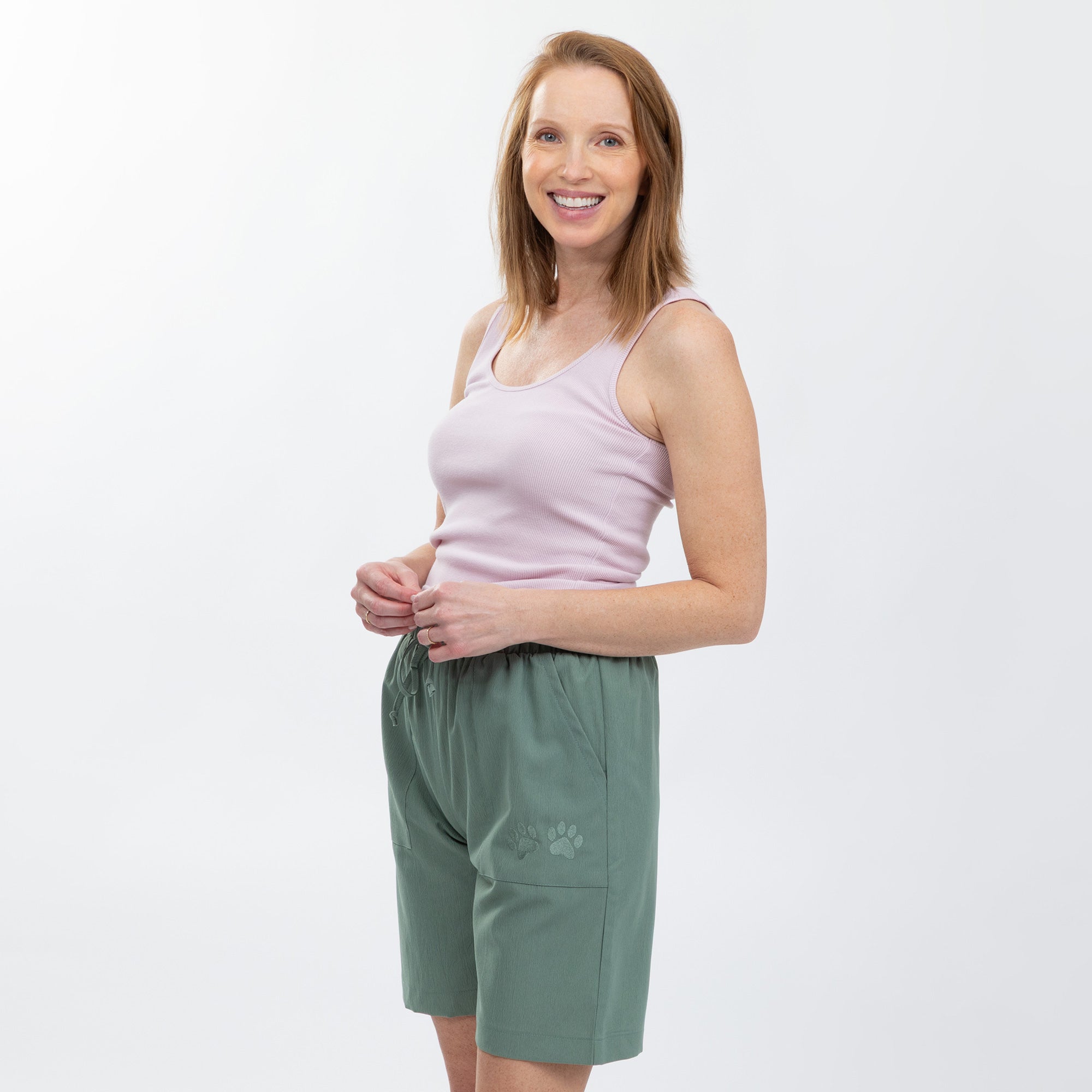 Paw Print Lightweight Long Shorts with Pockets - 7.5-inch Inseam