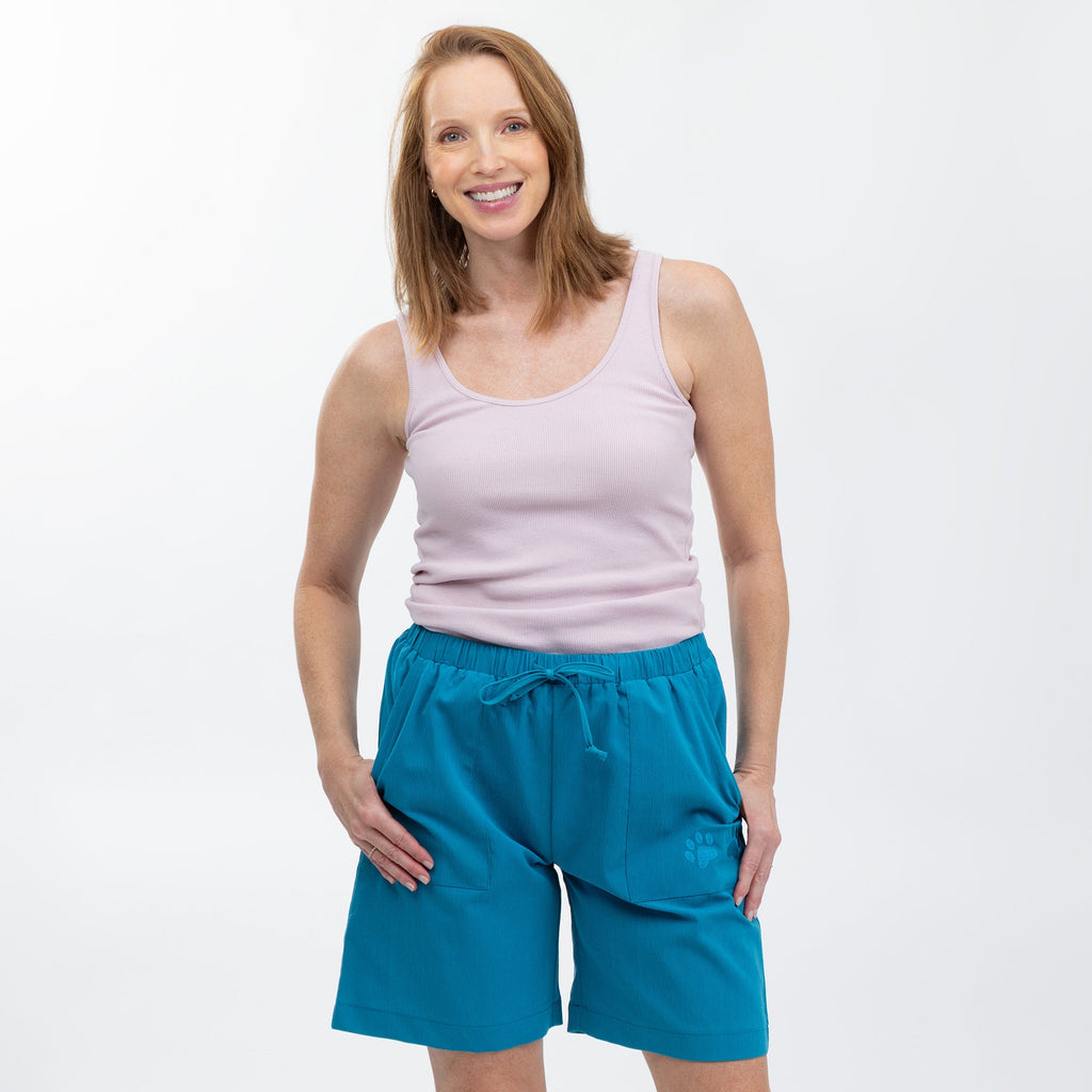 Paw Print Lightweight Long Shorts with Pockets - 7.5-inch Inseam
