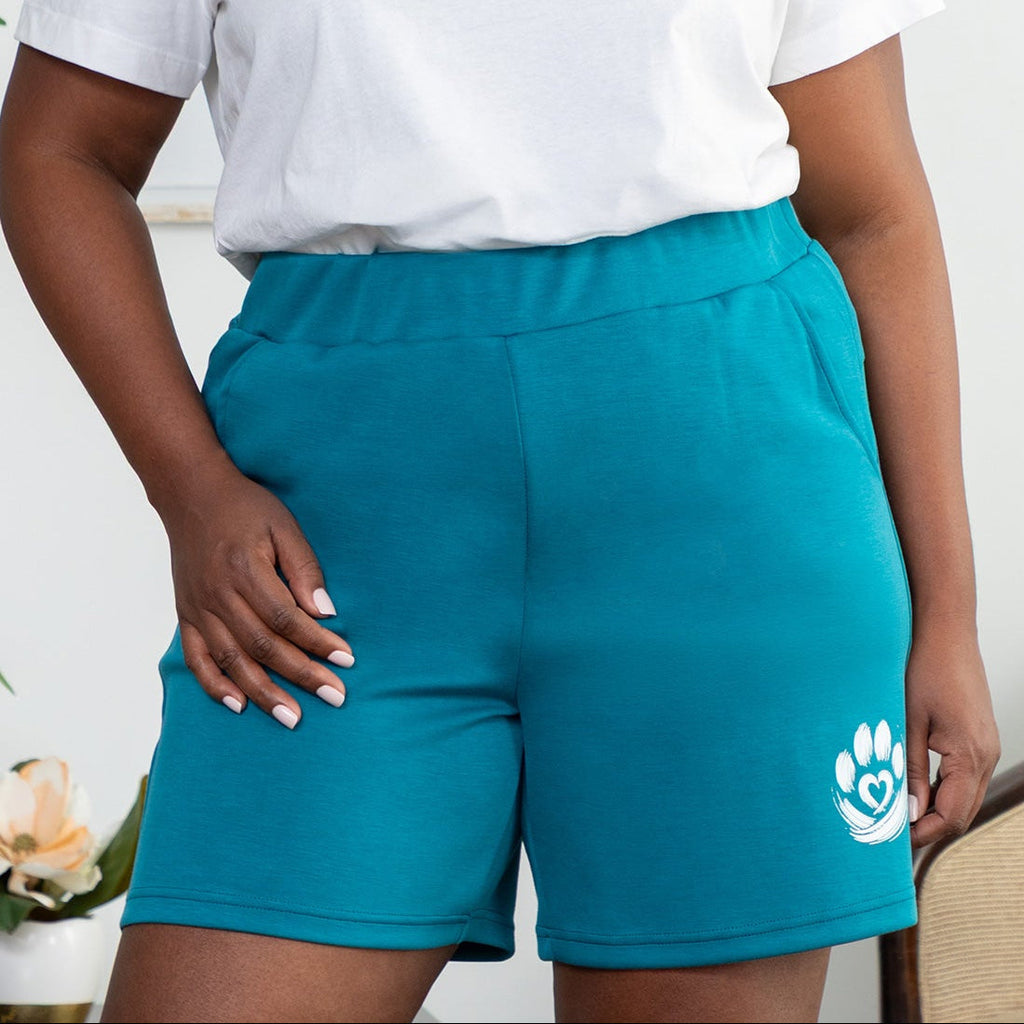 Paws of Love High Waist Stretch Shorts with Pockets
