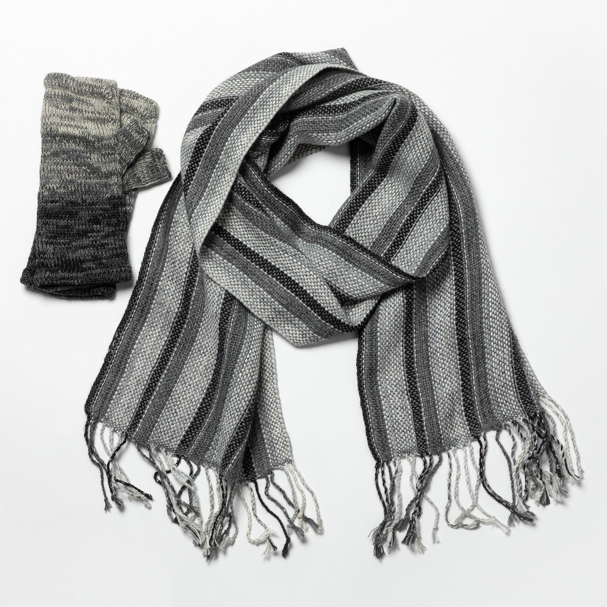Alpaca Fingerless Mittens & Scarf Set | Fair Trade, 100% Alpaca Fiber