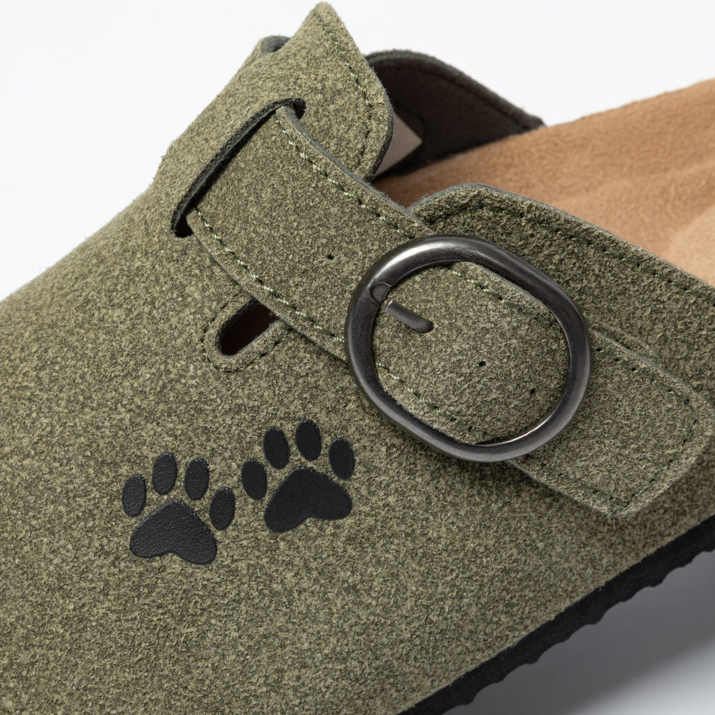 Paw Print Faux Suede Indoor/Outdoor Slide Clogs