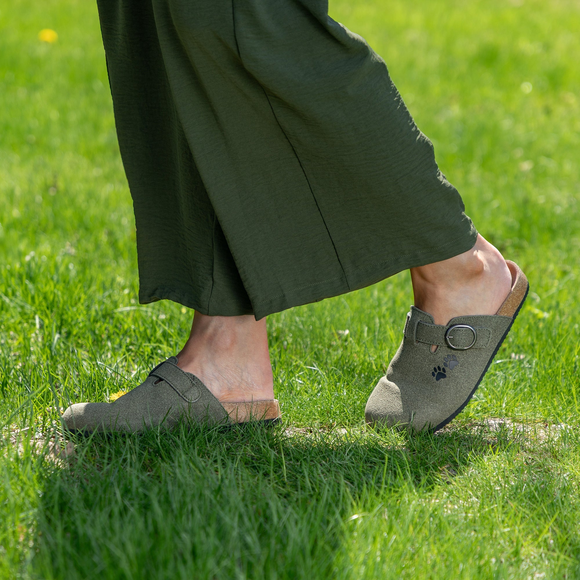 Paw Print Faux Suede Indoor/Outdoor Slide Clogs