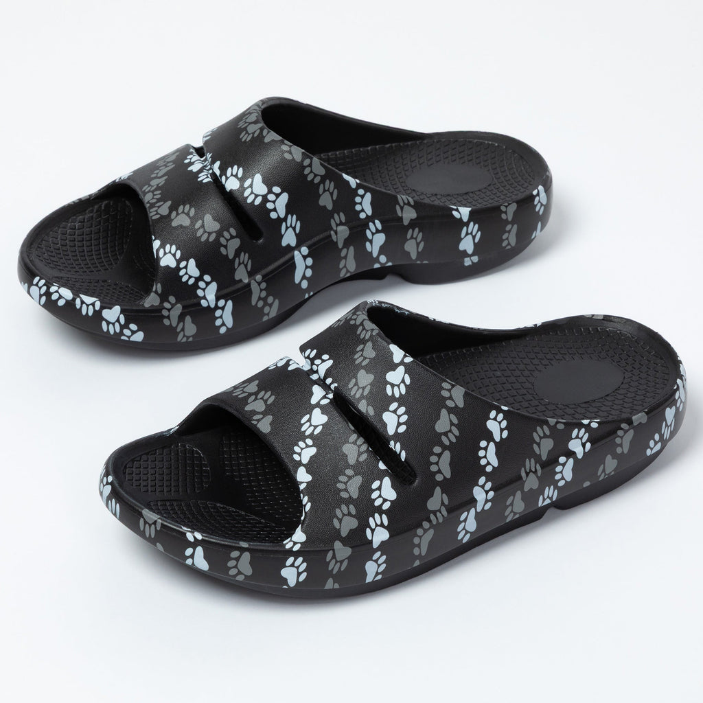 Paw Print Recovery Shock-Absorbing Traction Slide Sandals