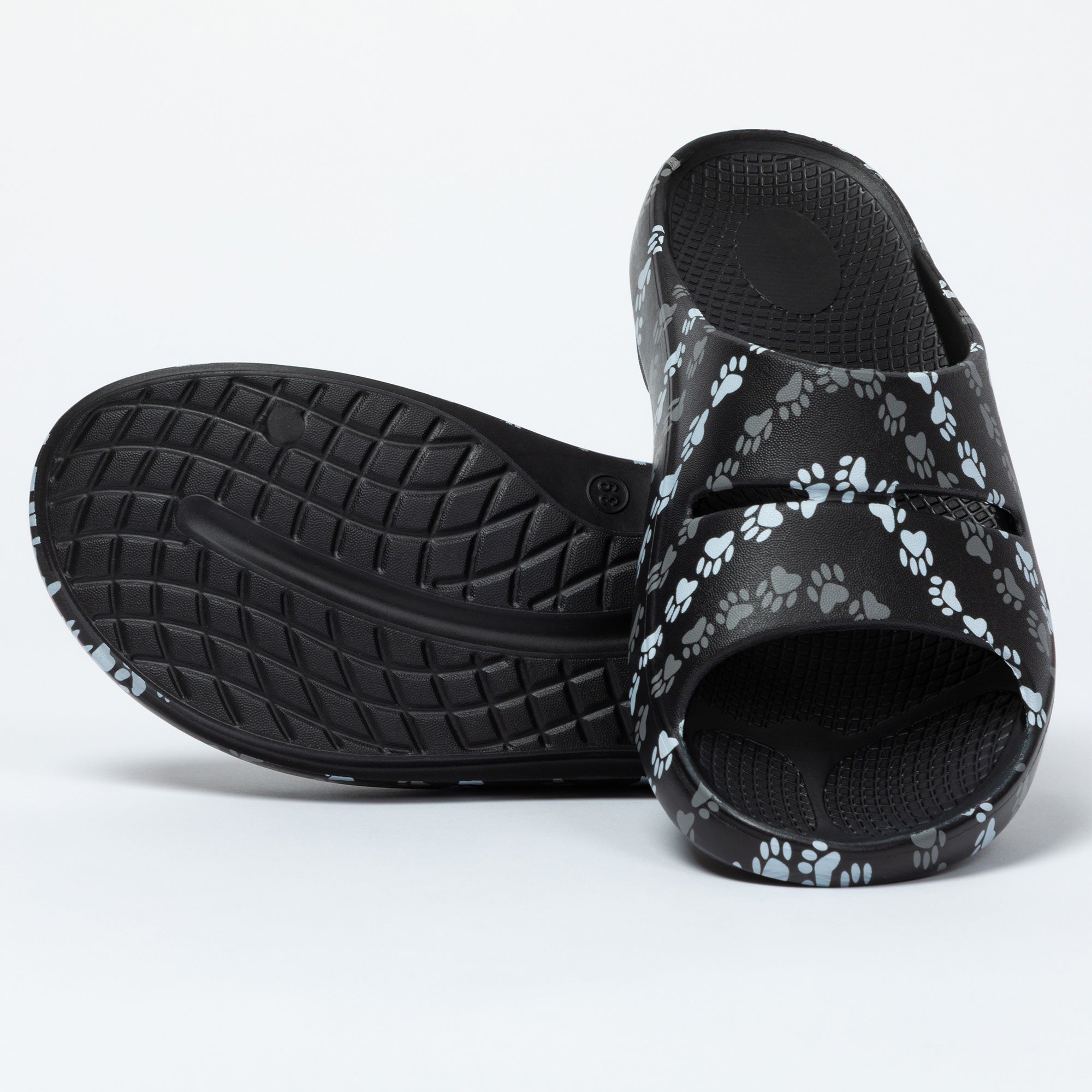 Paw Print Recovery Shock-Absorbing Traction Slide Sandals