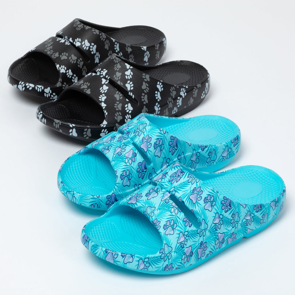 Paw Print Recovery Shock-Absorbing Traction Slide Sandals