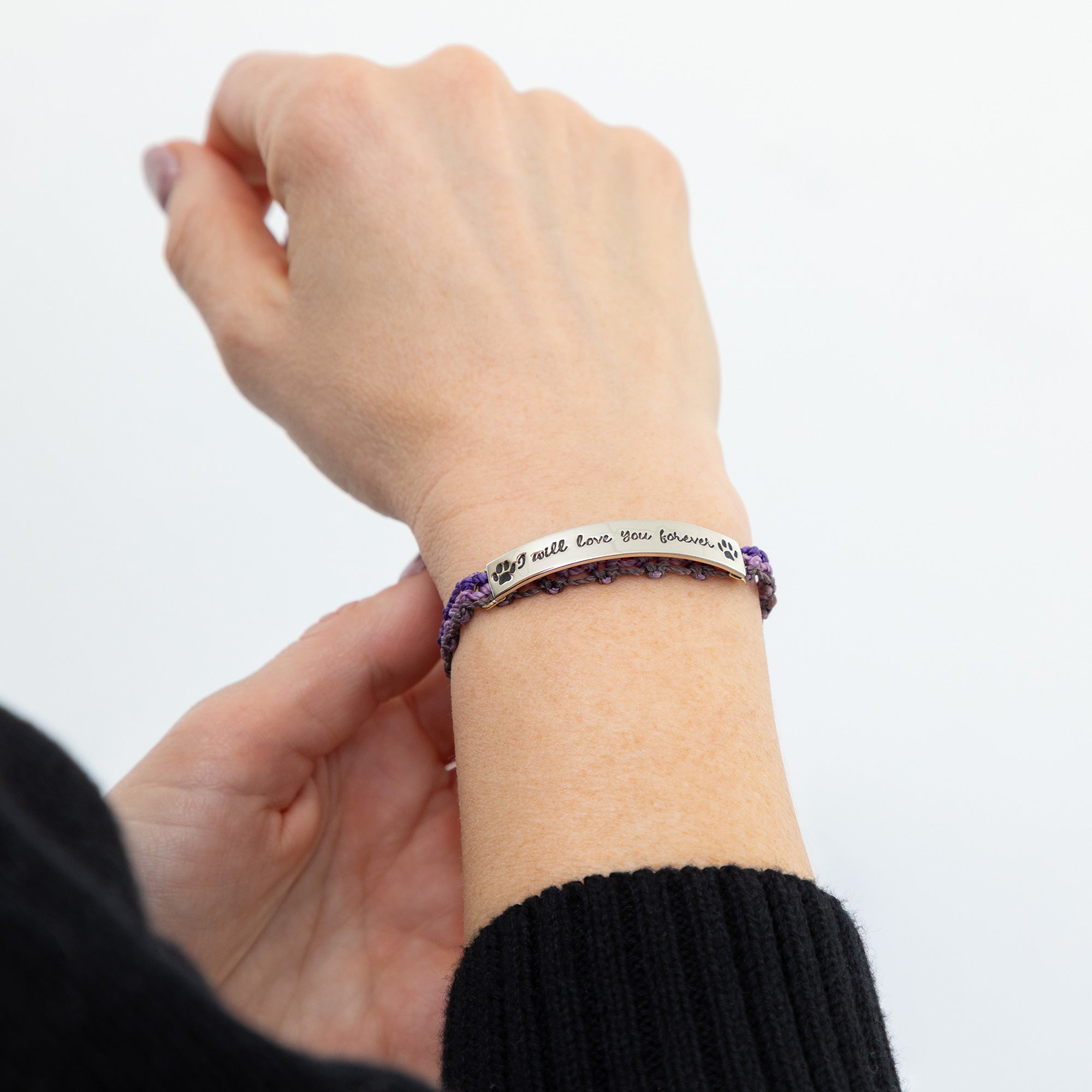 Hand Braided Paw Print Bracelet