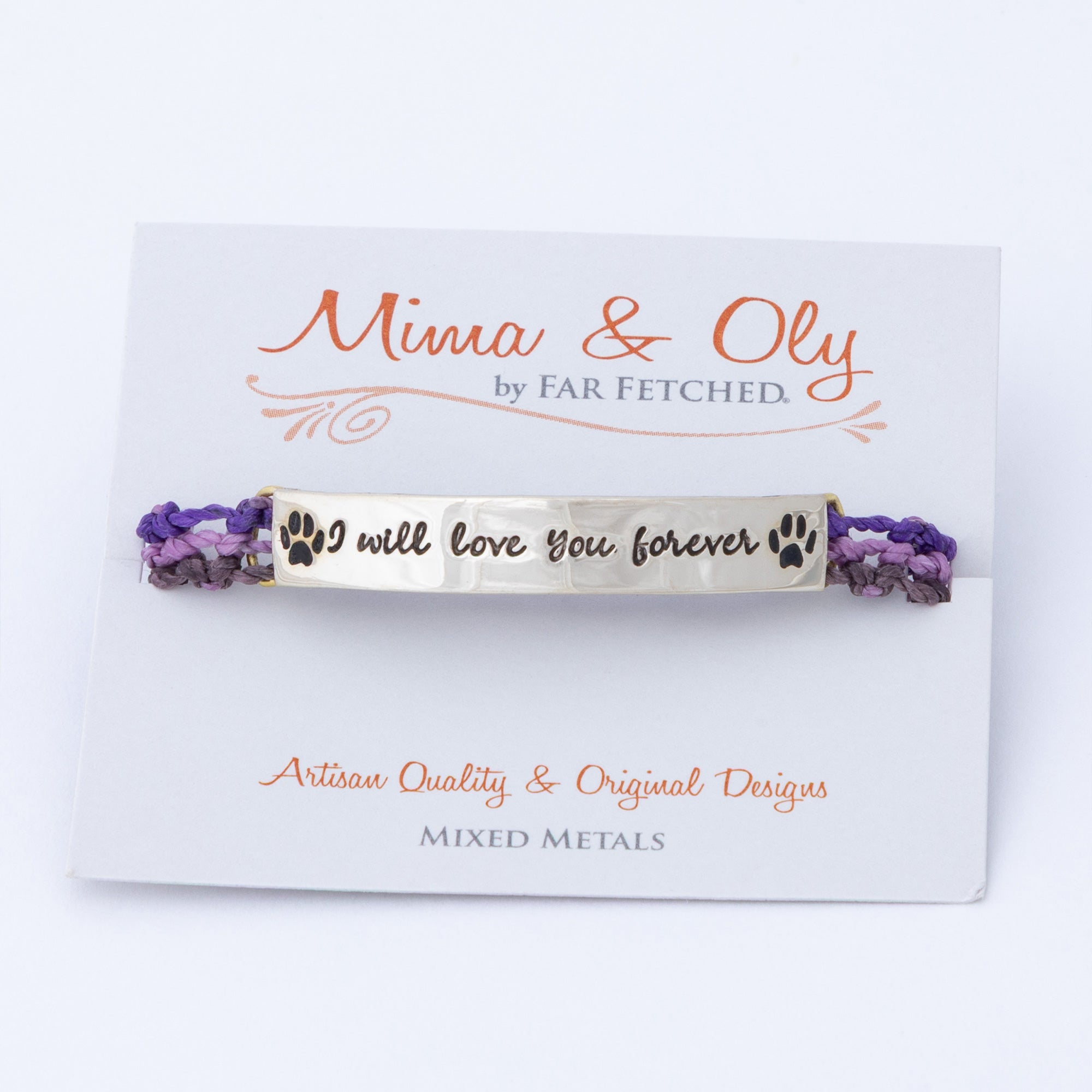 Hand Braided Paw Print Bracelet
