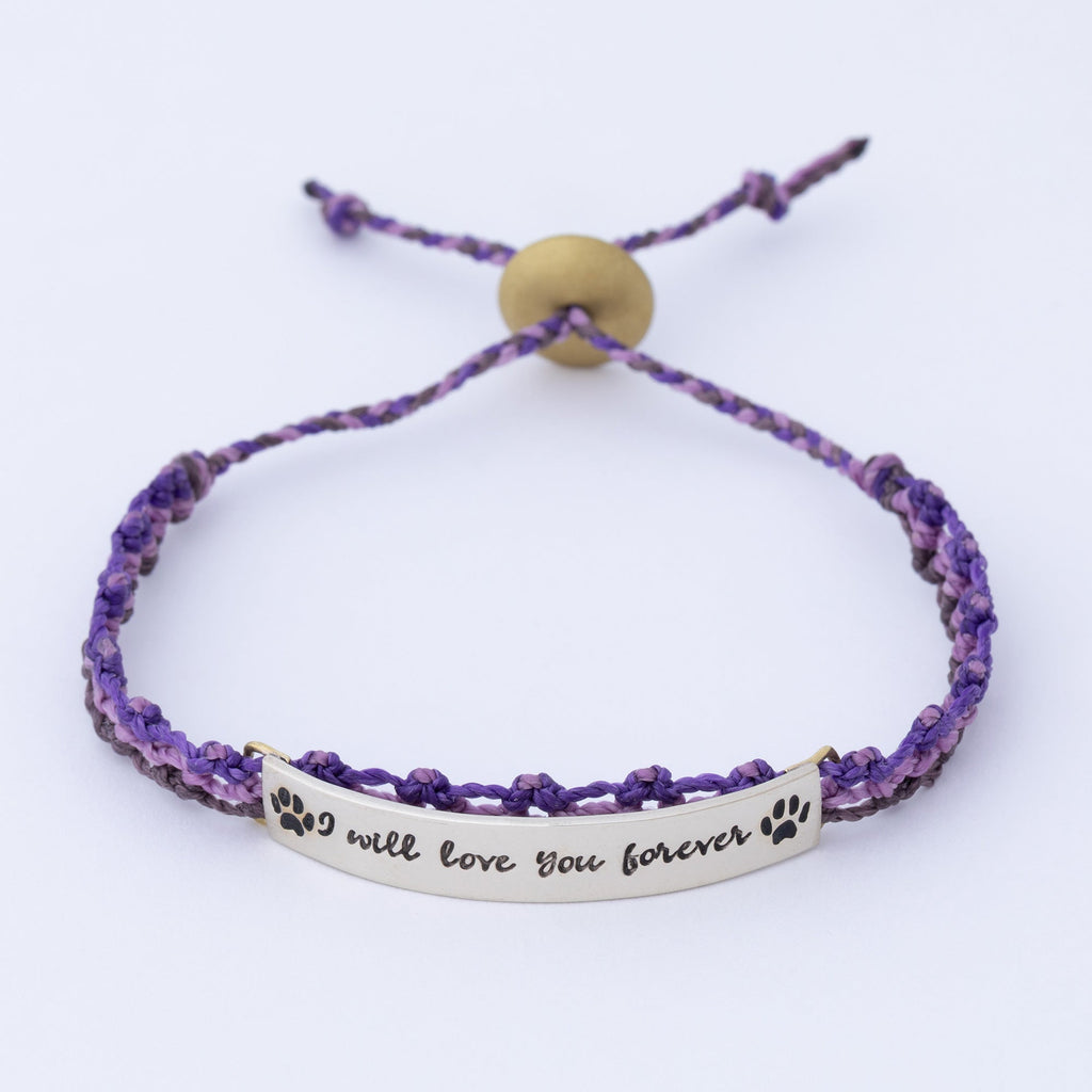 Hand Braided Paw Print Bracelet