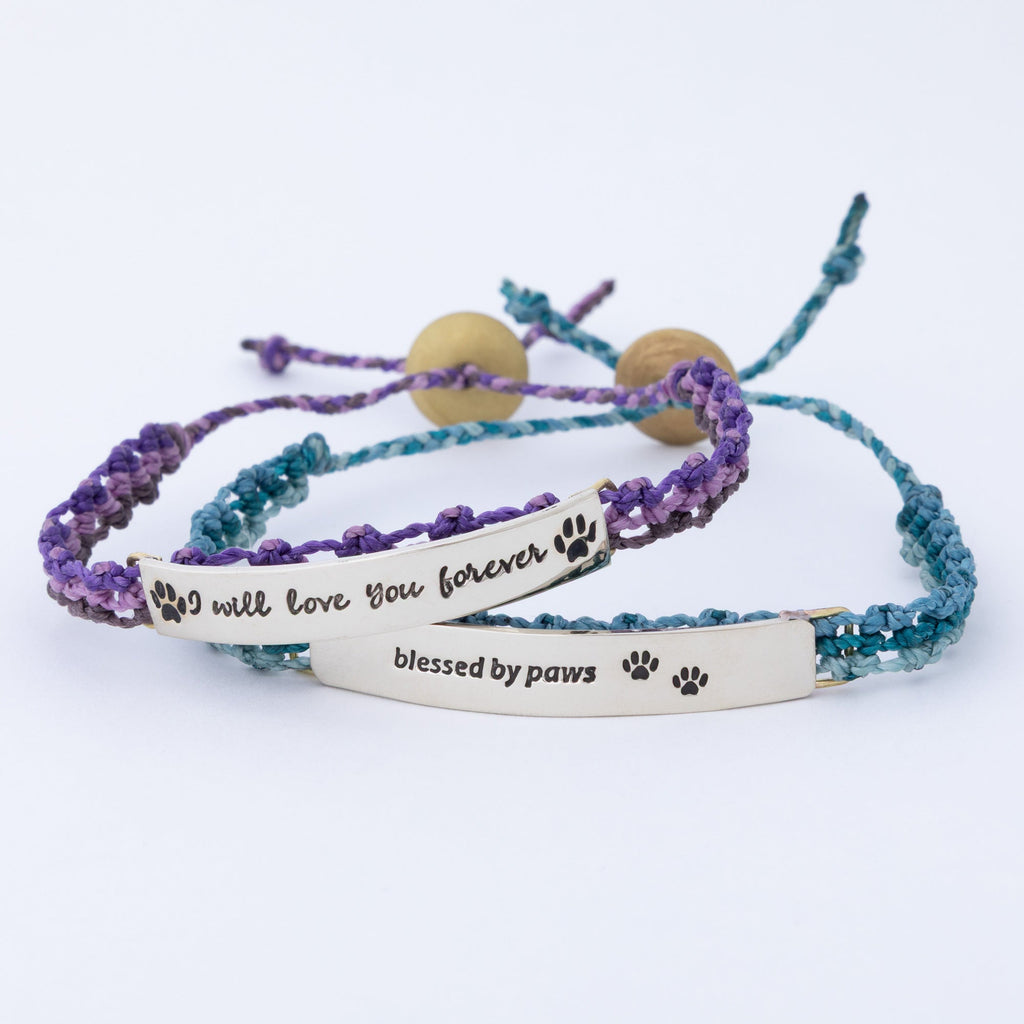Hand Braided Paw Print Bracelet
