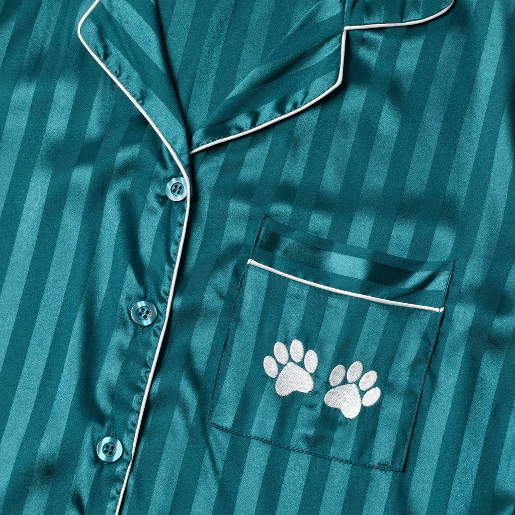 Luxe Satin Paw Print Pajama Short Set