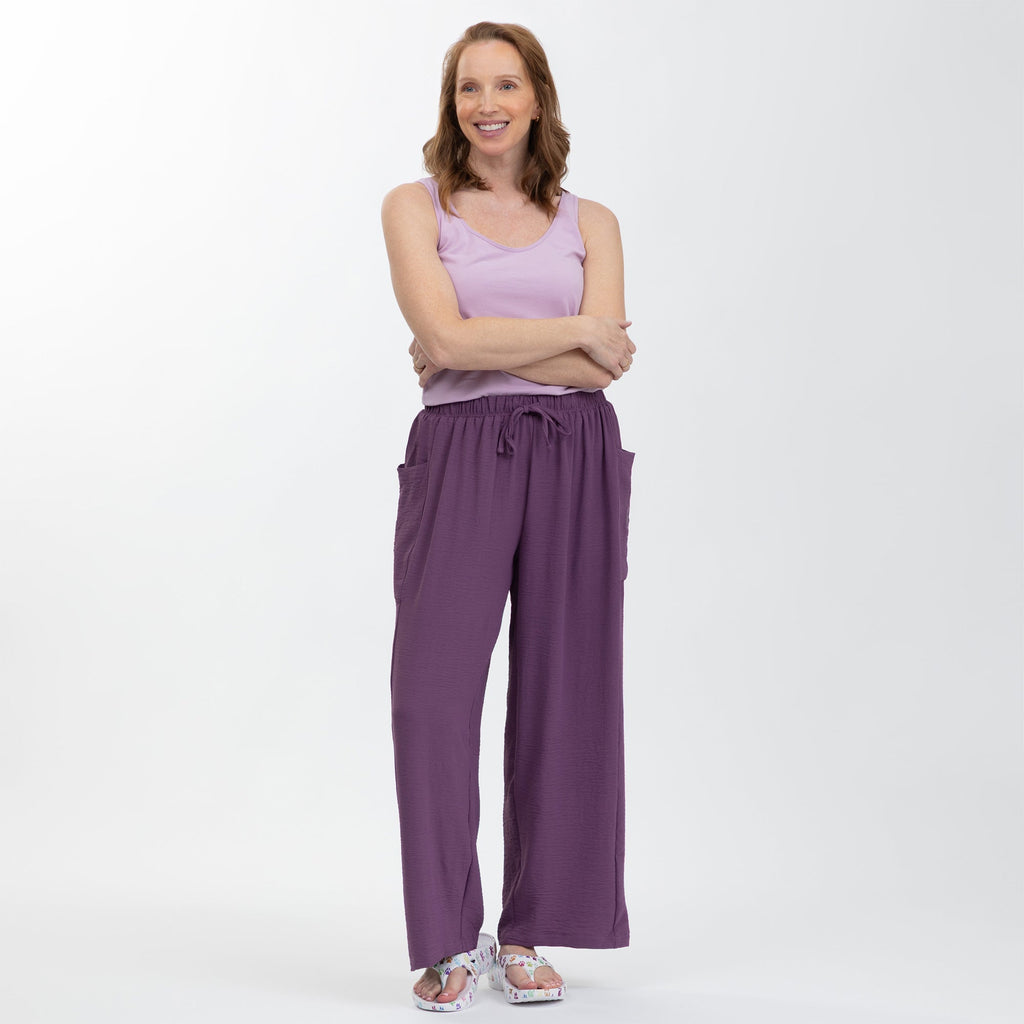 Paw Print Relaxed Lightweight Wide Leg Pants with Pockets