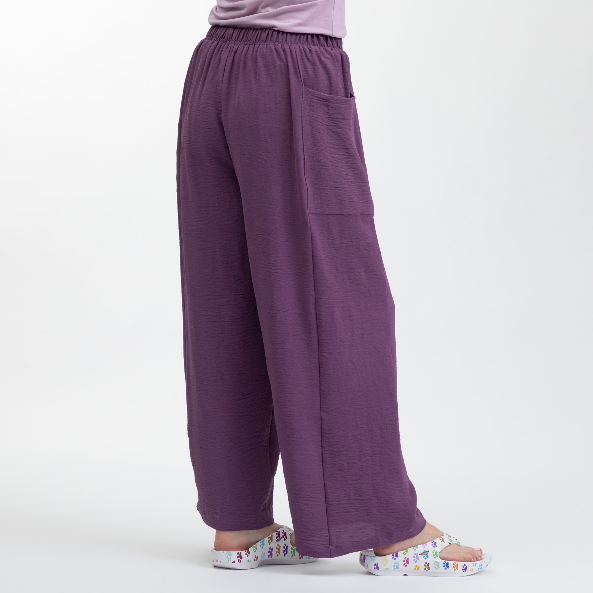 Paw Print Relaxed Lightweight Wide Leg Pants with Pockets