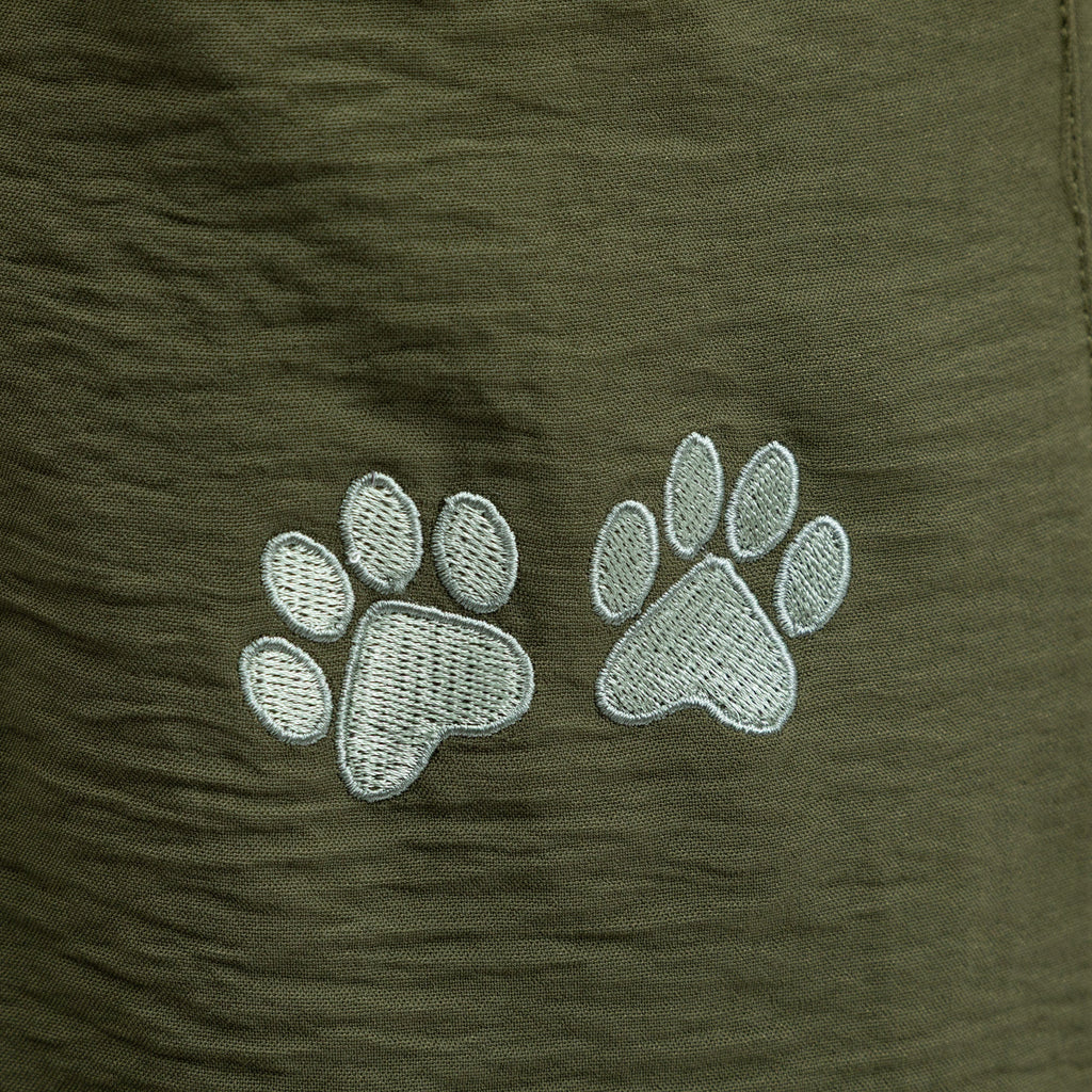 Paw Print Relaxed Lightweight Wide Leg Pants with Pockets