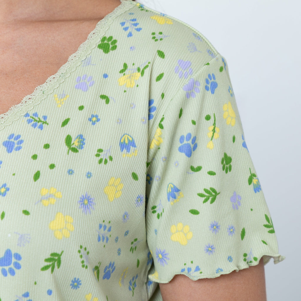 Paws in Bloom Ultra-Soft Ribbed Pajama Short Set