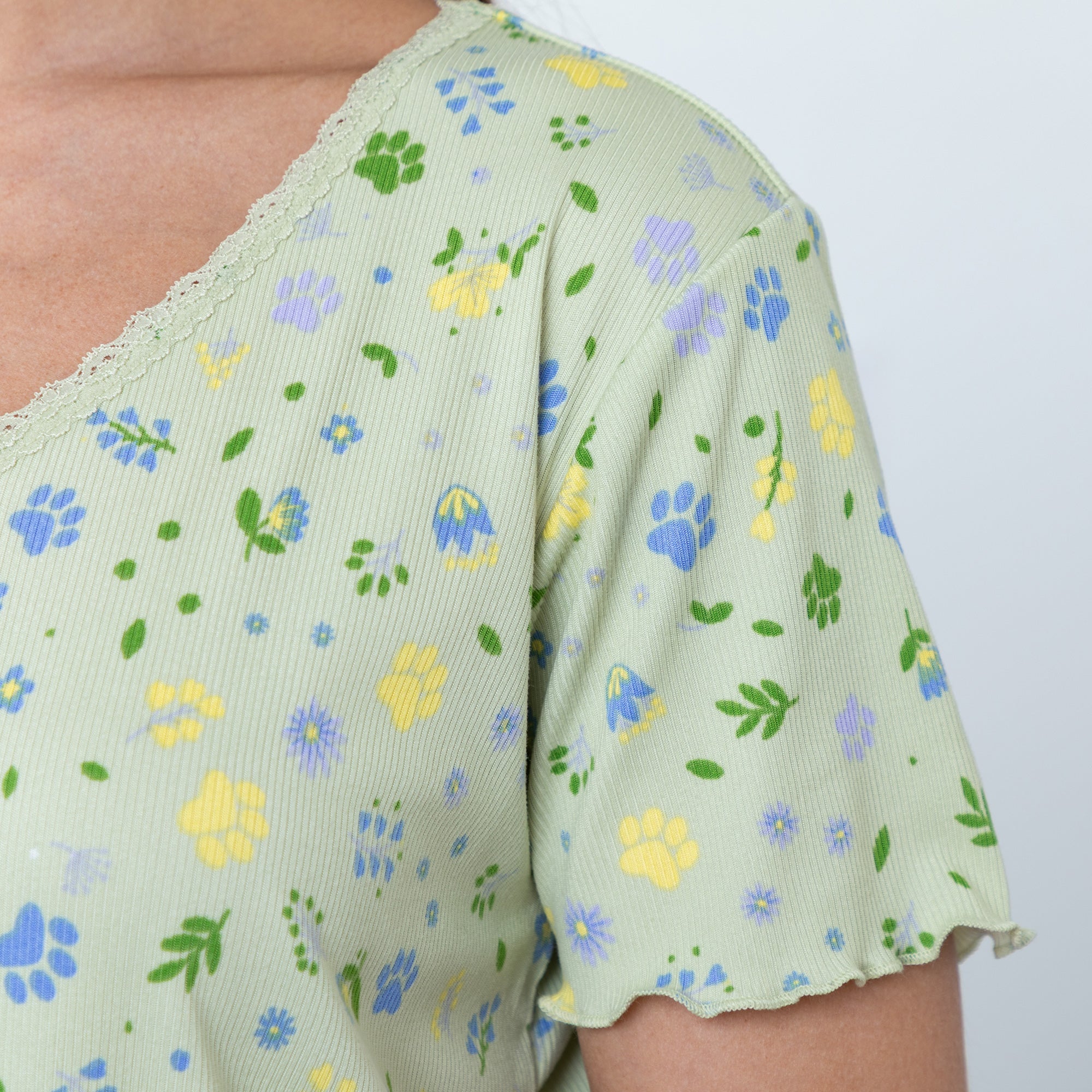 Paws in Bloom Ultra-Soft Ribbed Pajama Short Set