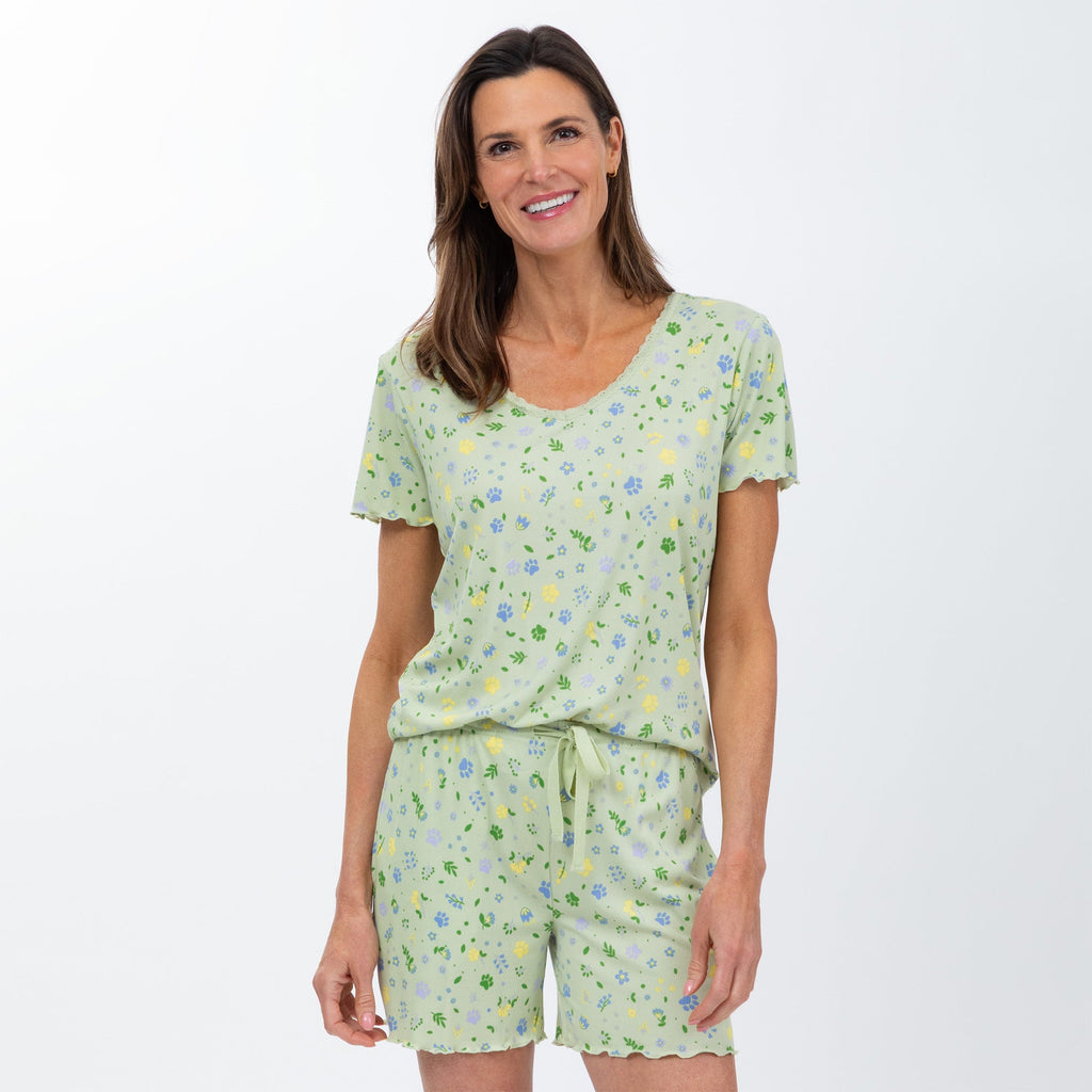 Paws in Bloom Ultra-Soft Ribbed Pajama Short Set