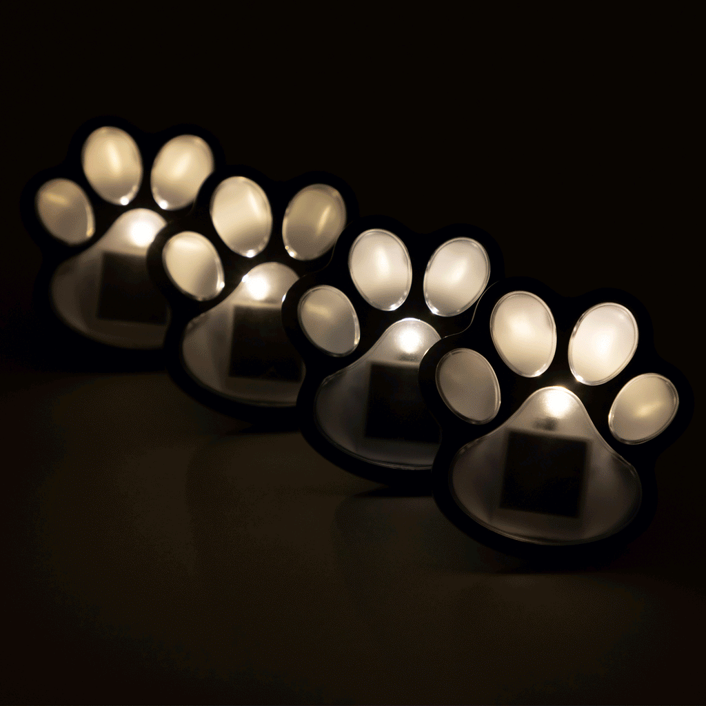 Paw Print Solar Wireless Ground Lights - Set of 4