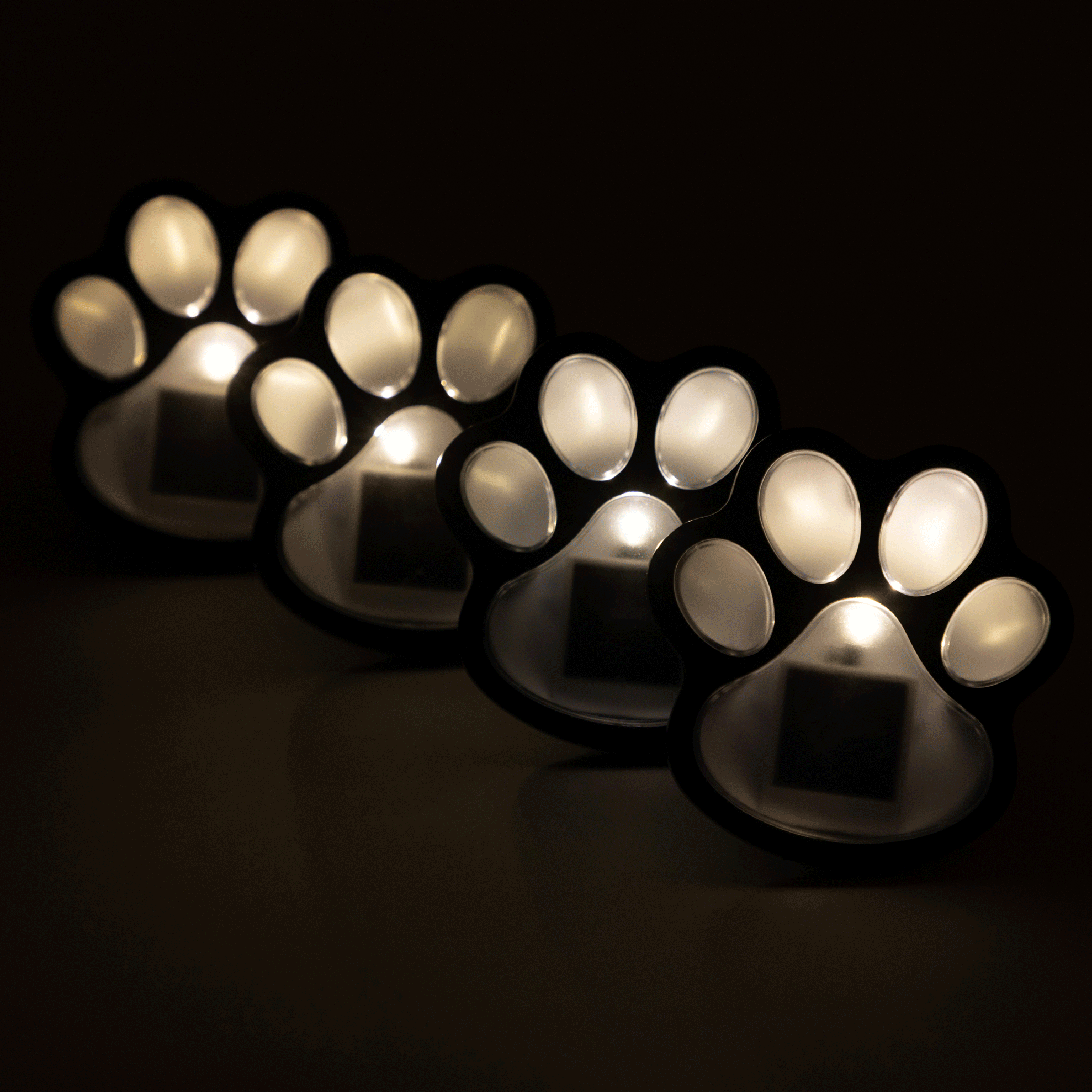 Paw Print Solar Wireless Ground Lights - Set of 4