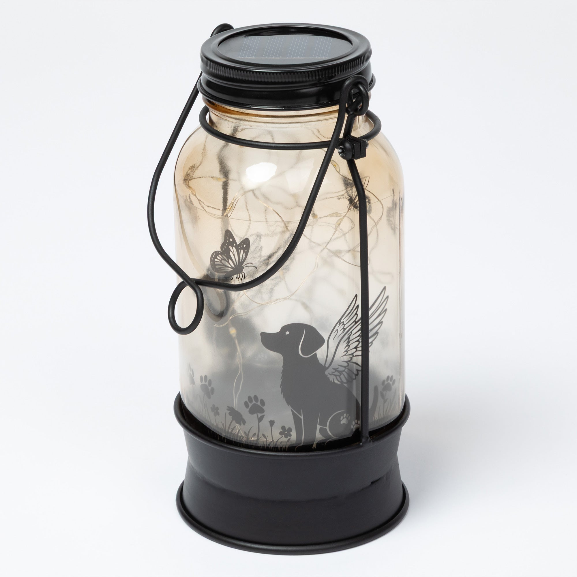 Solar Angel Pet Mason Jar Lantern Stake | Cat & Dog