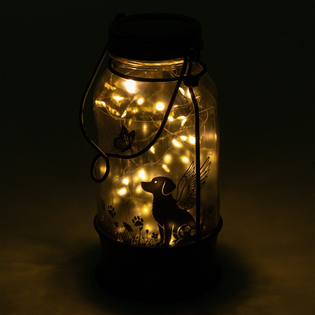 Solar Angel Pet Mason Jar Lantern Stake | Cat & Dog