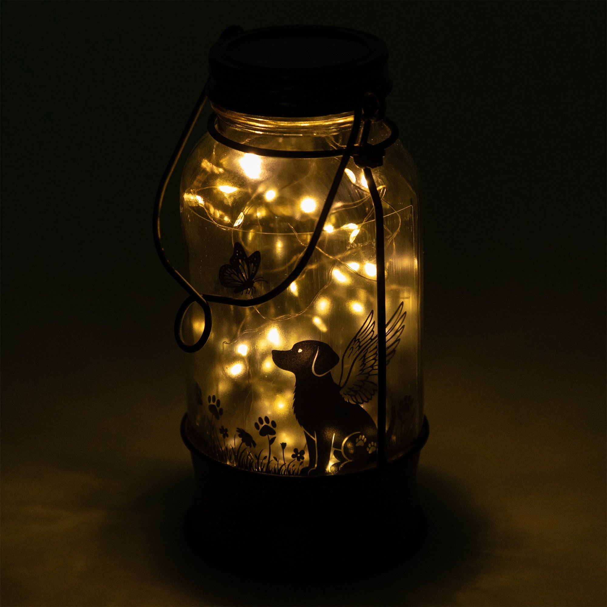 Solar Angel Pet Mason Jar Lantern Stake | Cat & Dog