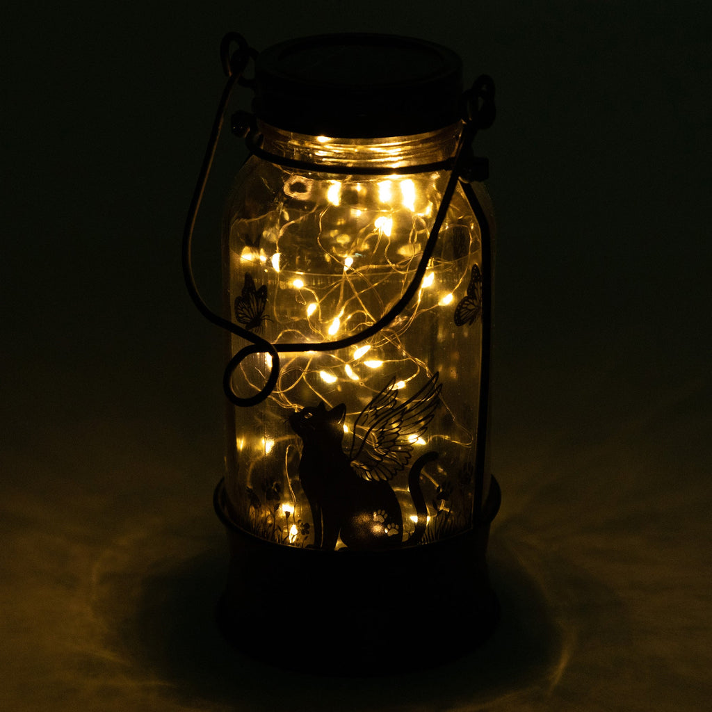 Solar Angel Pet Mason Jar Lantern Stake | Cat & Dog