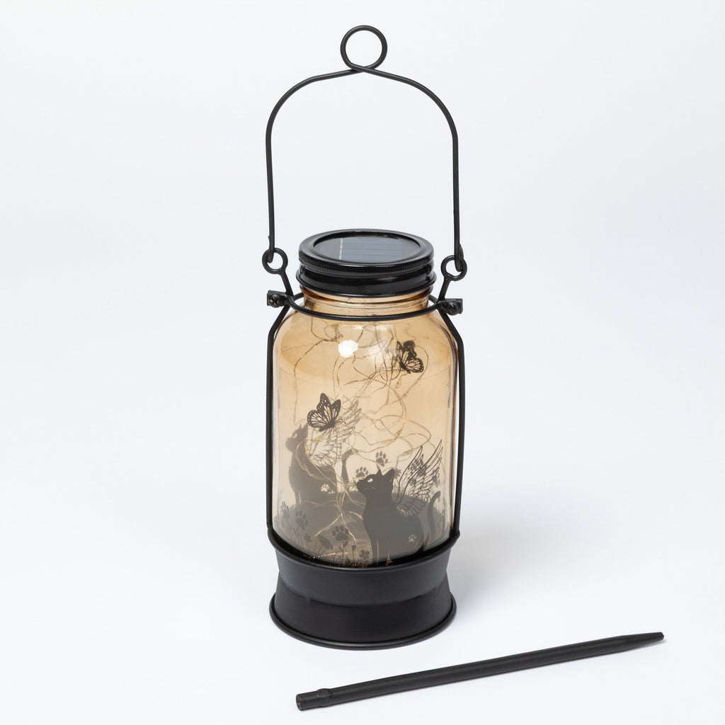 Solar Angel Pet Mason Jar Lantern Stake | Cat & Dog