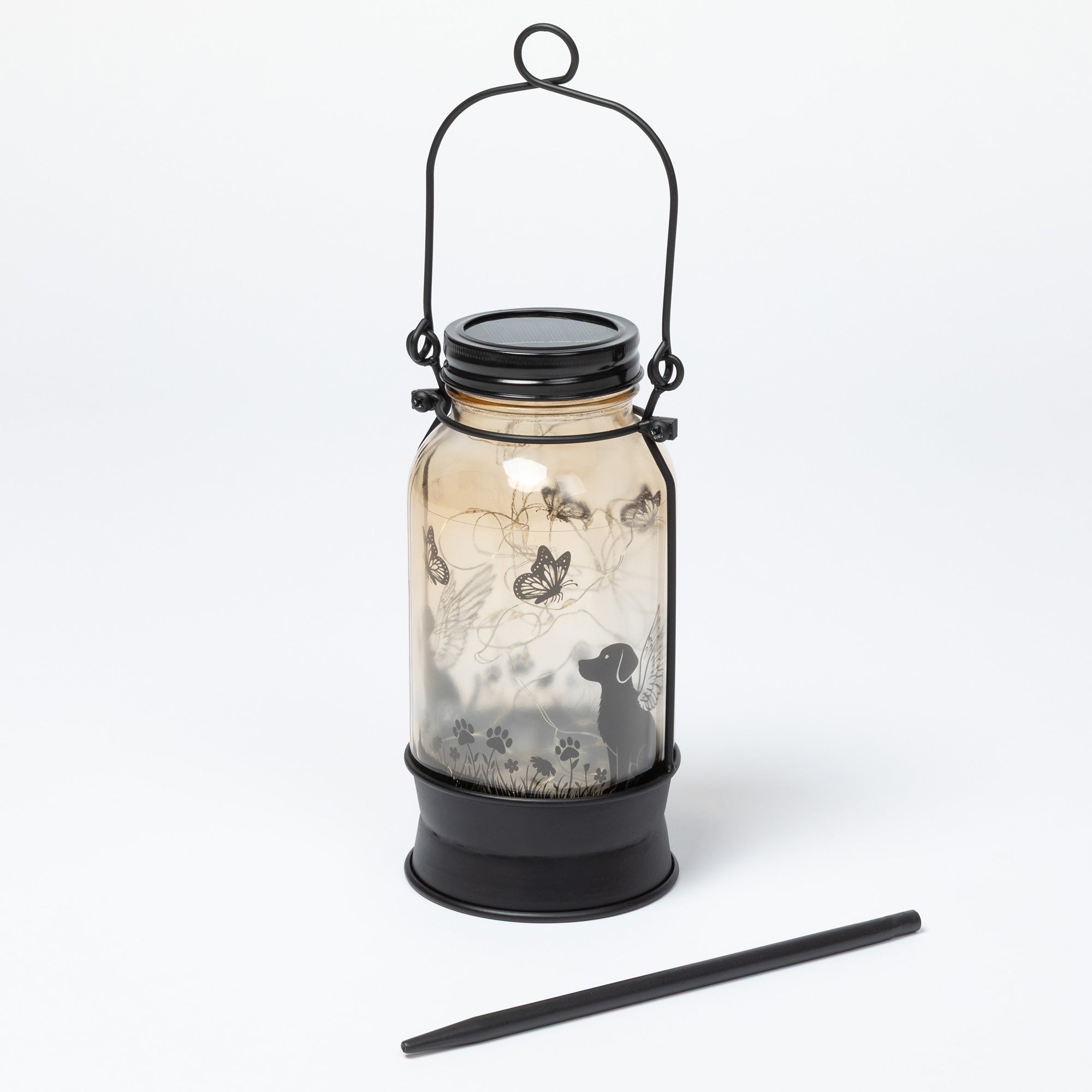 Solar Angel Pet Mason Jar Lantern Stake | Cat & Dog