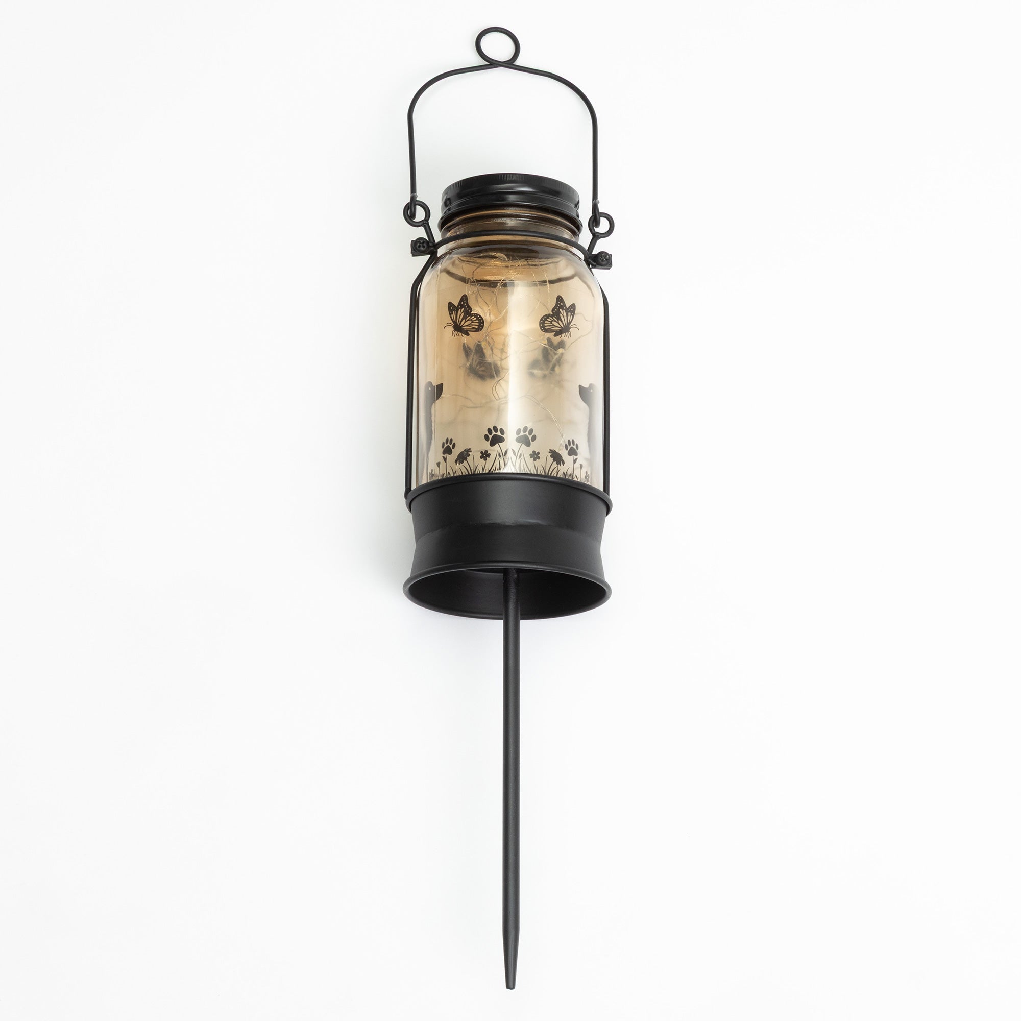 Solar Angel Pet Mason Jar Lantern Stake | Cat & Dog