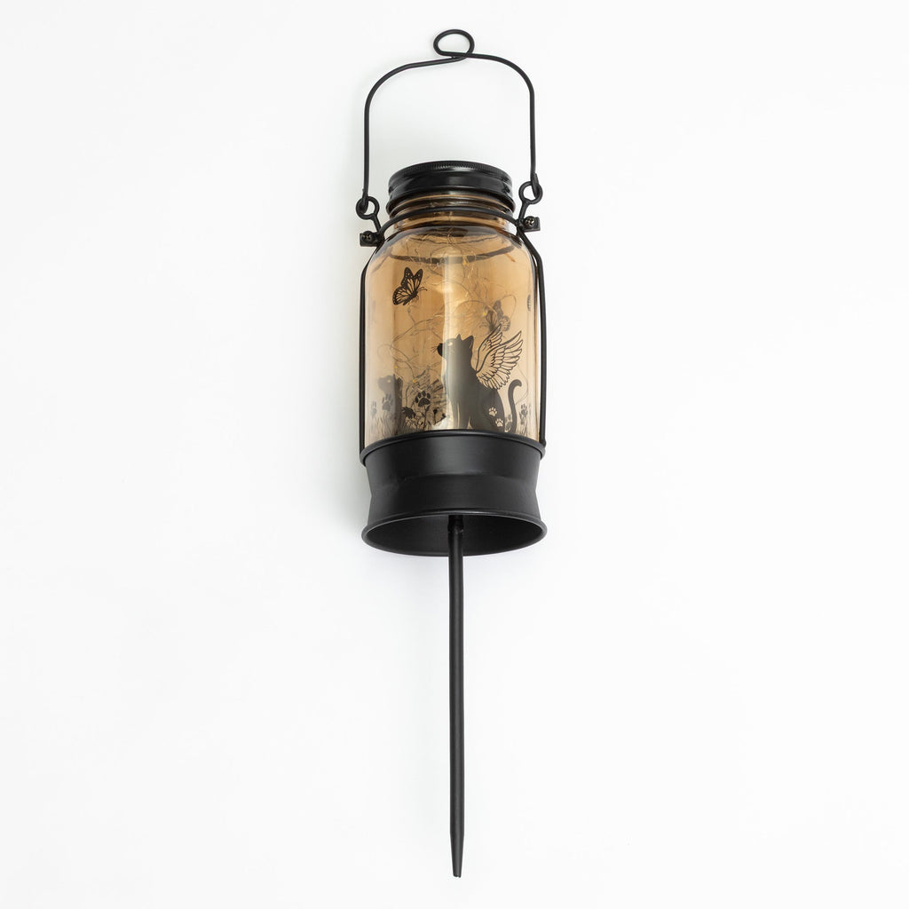 Solar Angel Pet Mason Jar Lantern Stake | Cat & Dog
