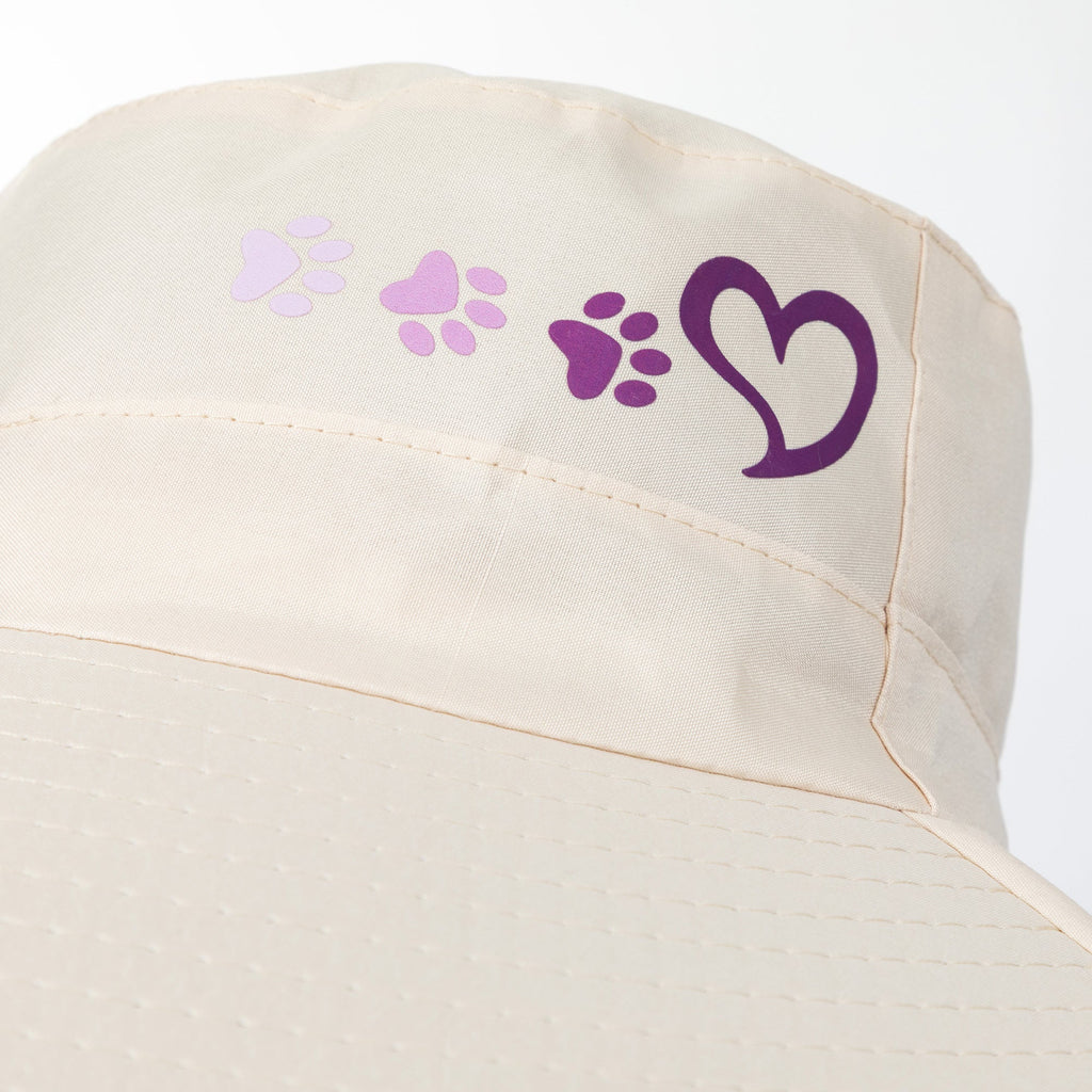 Paw Print UPF 50+ Waterproof Ponytail Sun Hat with Neck Flap