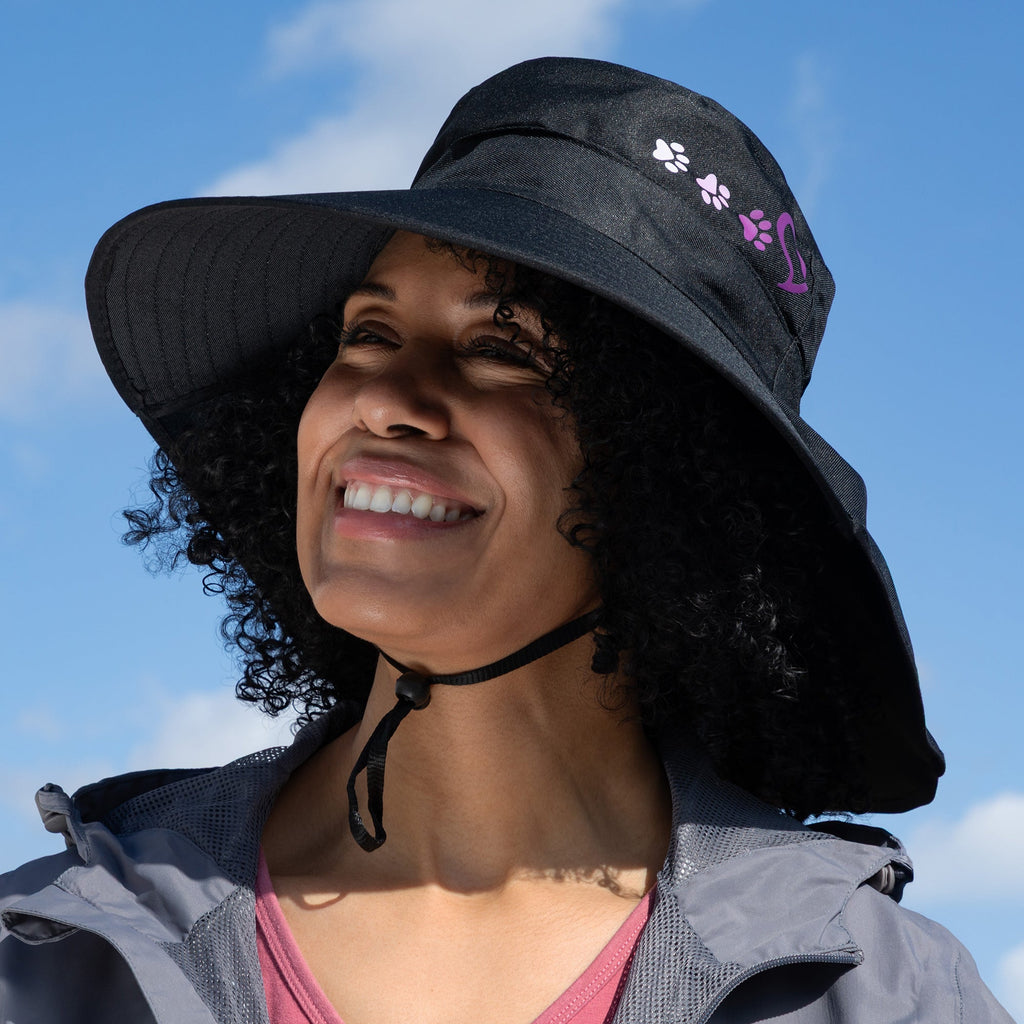 Paw Print UPF 50+ Waterproof Ponytail Sun Hat with Neck Flap