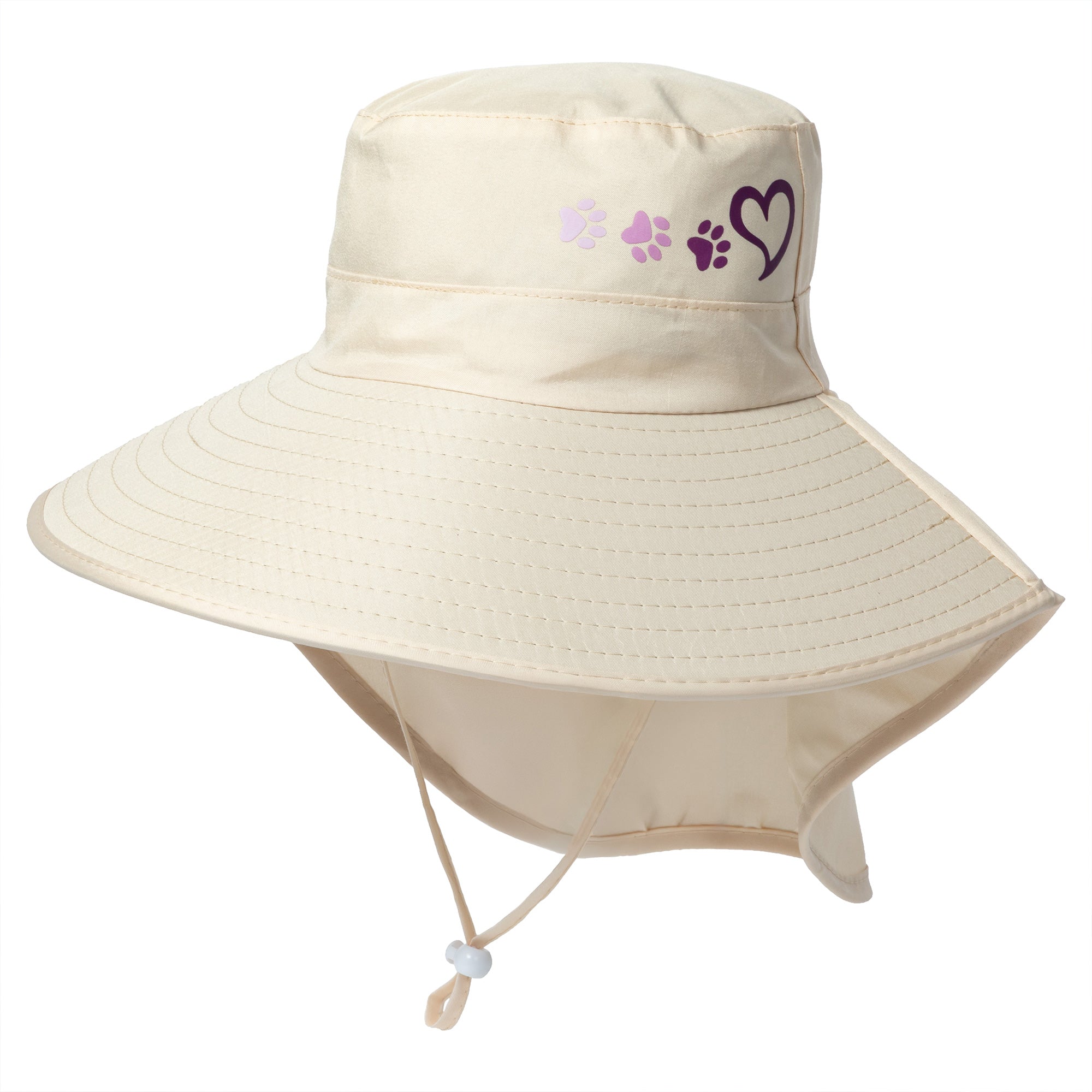 Paw Print UPF 50+ Waterproof Ponytail Sun Hat with Neck Flap