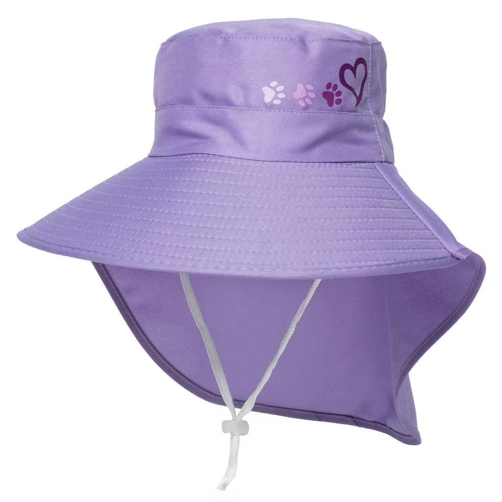 Paw Print UPF 50+ Waterproof Ponytail Sun Hat with Neck Flap