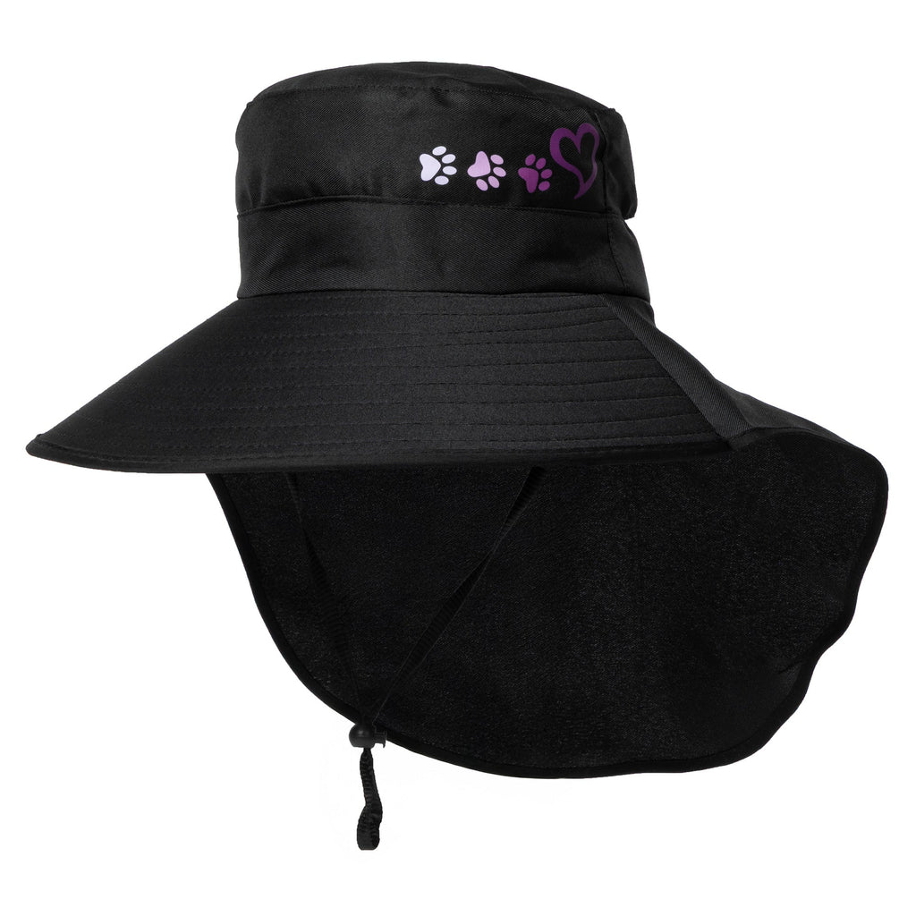 Paw Print UPF 50+ Waterproof Ponytail Sun Hat with Neck Flap