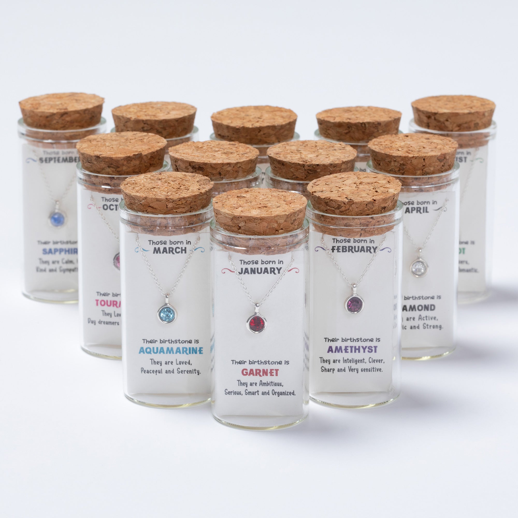 Message in a Bottle Birthstone Necklace Gift