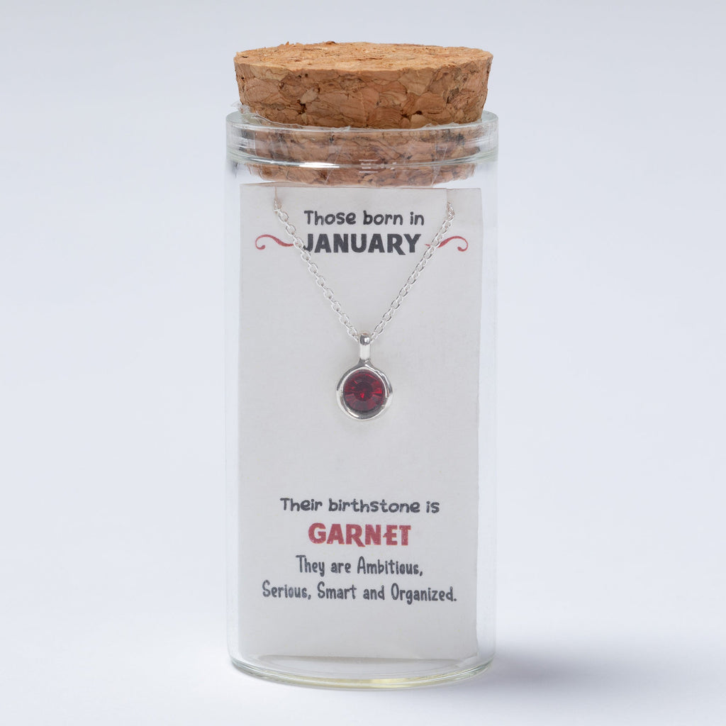 Message in a Bottle Birthstone Necklace Gift